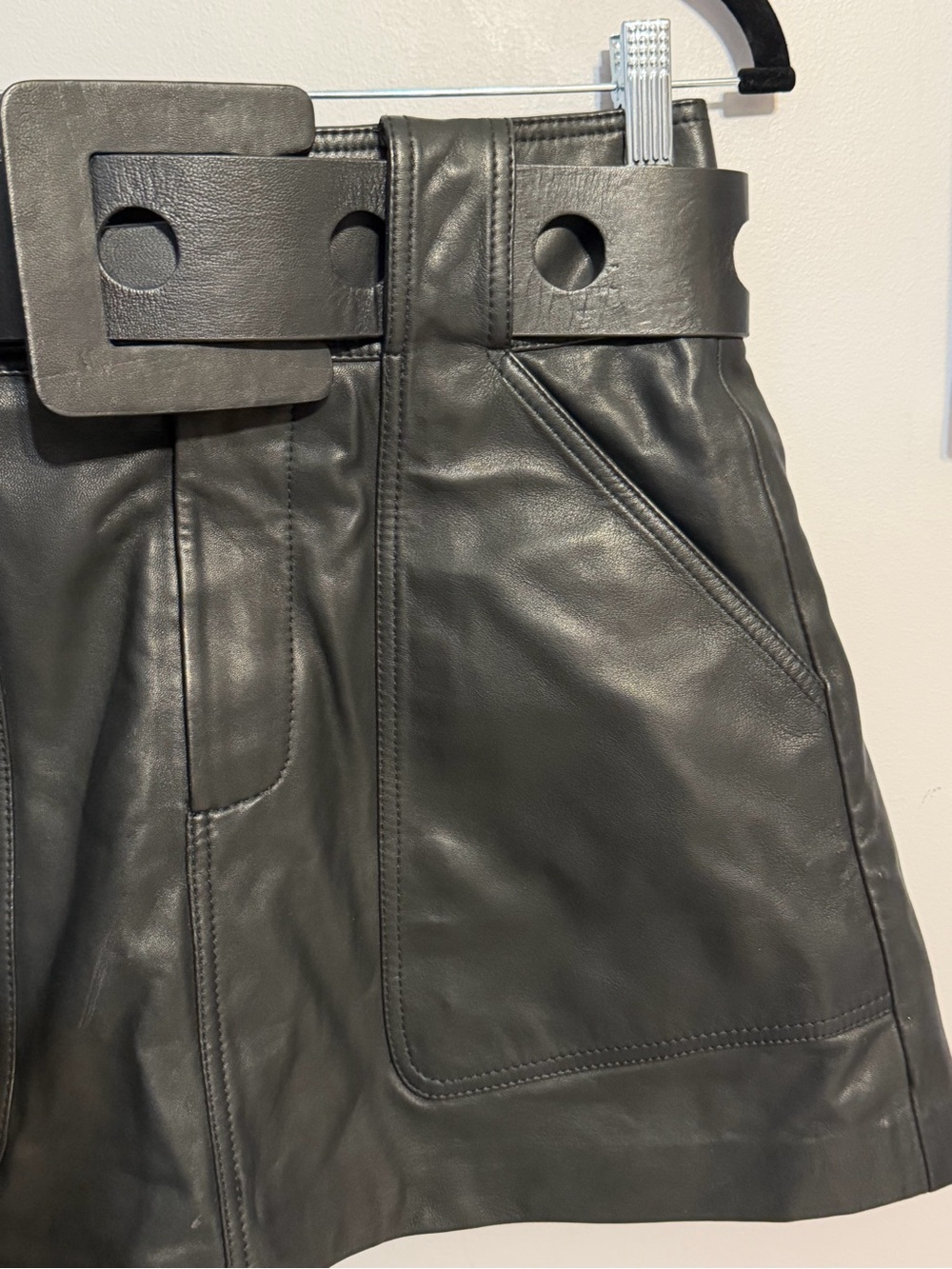 Sea New York Ayden Black Leather Belted Mini Skirt NWT Size 4 - Picture 7 of 14